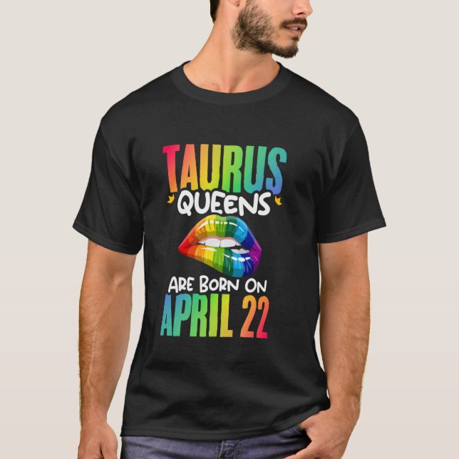 Rainbow Lips Taurus Queens Birthday Zodiac T-Shirt (Vorderseite)