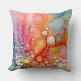 Rainbow Liquid Pour Cells Art Abstraktes Design Kissen