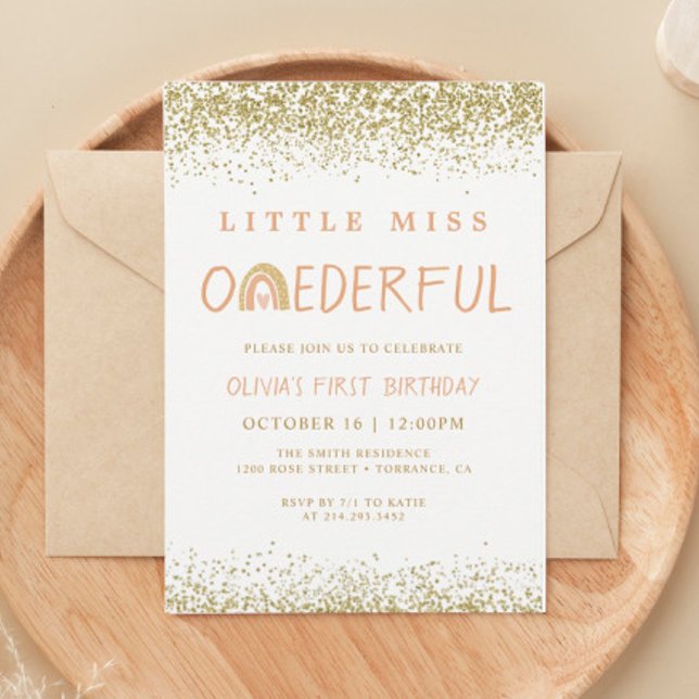 Rainbow Little Miss Onederful 1. Geburtstag Einladung (Von Creator hochgeladen)