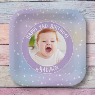 Rainbow Little Stars Kinder Foto Geburtstagsparty Pappteller