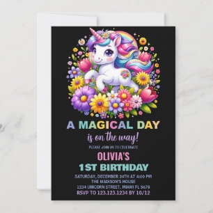 Rainbow Little Unicorn Einladung zum Geburtstag