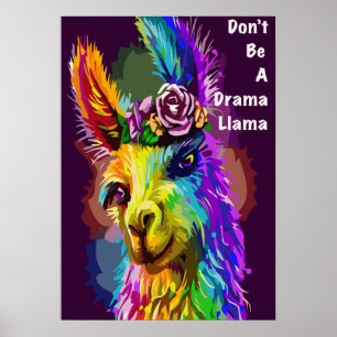 Rainbow Llama - "Sei kein Drama-Lama" Poster