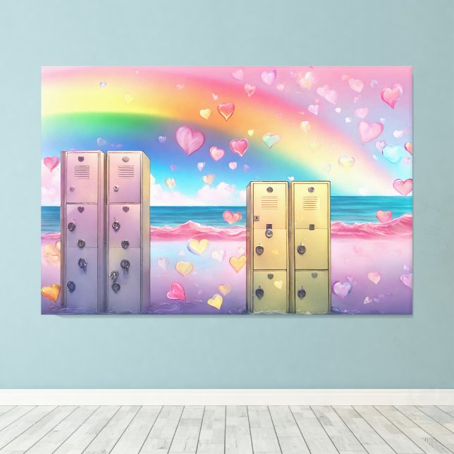 Rainbow Lockers AI art Leinwanddruck (Insitu (Holzboden))