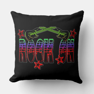 Rainbow-Logo-Rock auf Gitarren & Stars-Kissen Kissen