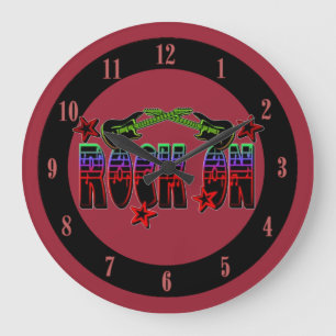 Rainbow Logo Rock On Guitars & Stars Wall Clock Große Wanduhr