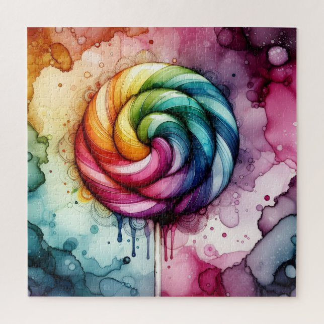 Rainbow Lollipop Alcohol Ink Puzzle (Vertikal)