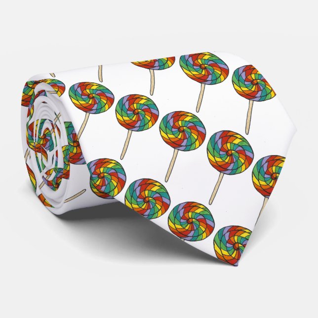 Rainbow Lollipop Candy Lollipops Gay Pride Krawatt Krawatte (Gerollt)