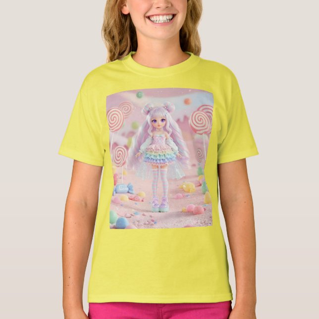 Rainbow Lollipop Kawaii Doll T-Shirt (Vorderseite)