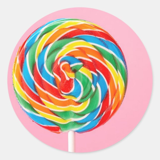Rainbow Lollipop Runder Aufkleber (Vorderseite)