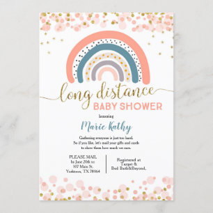 Rainbow Long Distance Baby Shower Einladung