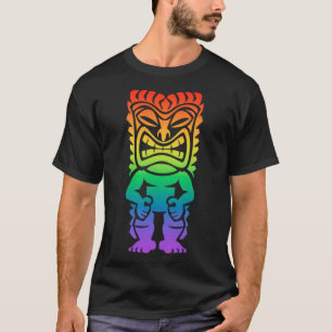 Rainbow Lono Hawaiian Tiki God Polynesischer Stamm T-Shirt