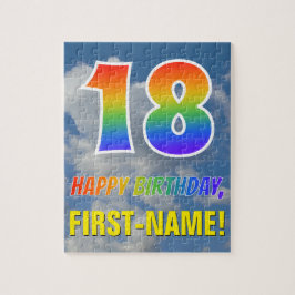 Rainbow Look "18" & "HAPPY BIRTHDAY", Cloudy Sky Puzzle