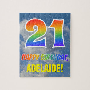 Rainbow Look "21" & "HAPPY BIRTHDAY", Cloudy Sky Puzzle
