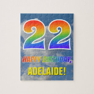 Rainbow Look "22" & "HAPPY BIRTHDAY", Cloudy Sky Puzzle