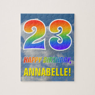 Rainbow Look "23" & "HAPPY BIRTHDAY", Cloudy Sky Puzzle
