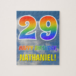 Rainbow Look "29" & "HAPPY BIRTHDAY", Cloudy Sky Puzzle