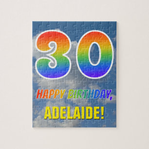 Rainbow Look "30" & "HAPPY BIRTHDAY", Cloudy Sky Puzzle