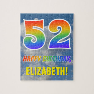 Rainbow Look "52" & "HAPPY BIRTHDAY", Cloudy Sky Puzzle