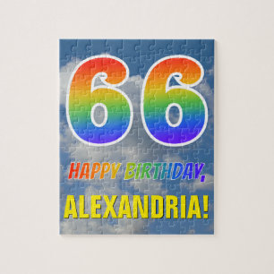 Rainbow Look "66" & "HAPPY BIRTHDAY", Cloudy Sky Puzzle