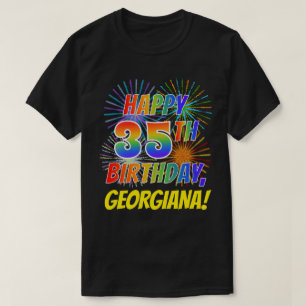 Rainbow Look GLÜCKLICH 35. GEBURTSTAG; Feuerwerk + T-Shirt