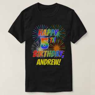 Rainbow Look GLÜCKLICH 5. GEBURTSTAG; Feuerwerk +  T-Shirt