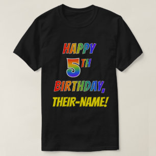 Rainbow Look GLÜCKLICH 5. GEBURTSTAG + Individuell T-Shirt