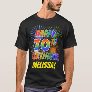 Rainbow Look GLÜCKLICH 70. GEBURTSTAG; Feuerwerk + T-Shirt