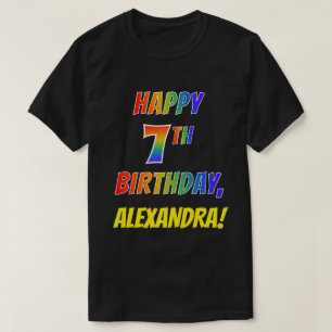 Rainbow Look GLÜCKLICH 7. GEBURTSTAG + Individuell T-Shirt