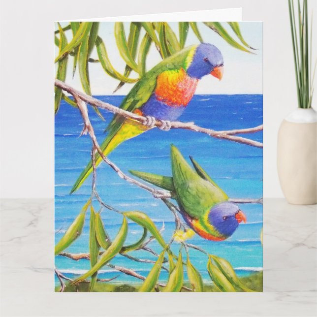 Rainbow Lorikeet Beachy Blue Australian Gift Karte (Vorderseite)