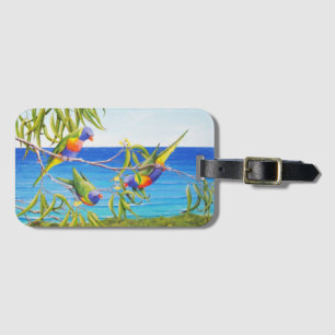 Rainbow Lorikeet Beachy Blue Australian Painting Gepäckanhänger