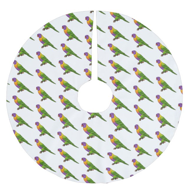 Rainbow-Lorikeet-Cartoon Polyester Weihnachtsbaumdecke (Vorderseite)