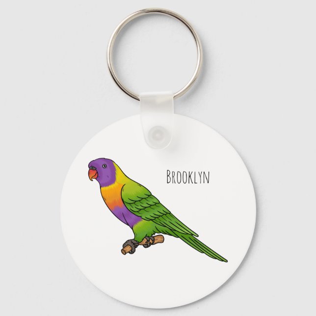 Rainbow-Lorikeet-Cartoon Schlüsselanhänger (Vorderseite)