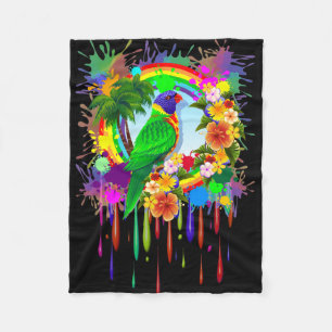 Rainbow Lorikeet Parrot Fleece_Blanket Fleecedecke