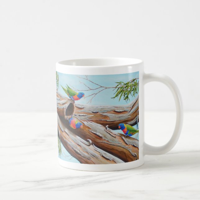 Rainbow Lorikeets Australian Painting Bird Kaffeetasse (Rechts)