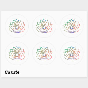 Rainbow Lotus Blume Runder Aufkleber
