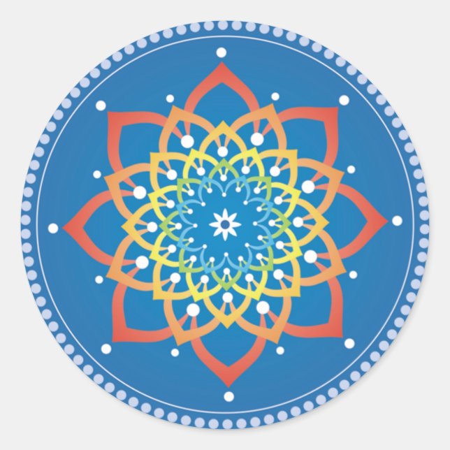 Rainbow Lotus Mandala Sticker (Vorderseite)