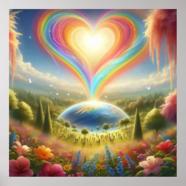 Rainbow Love All Over The World on a Wall Poster