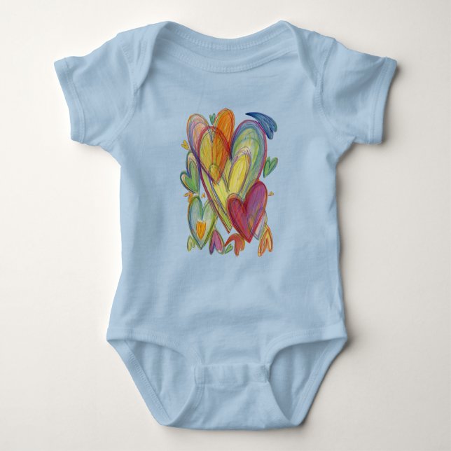 Rainbow Love Hearts Art Custom Bodysuit Baby Strampler (Vorderseite)