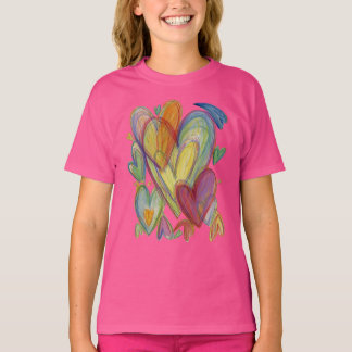 Rainbow Love Hearts Art Custom T - Shirt