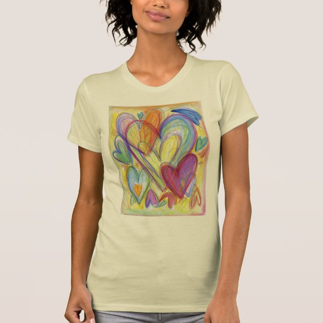 Rainbow Love Hearts Art Custom T - Shirt (Vorderseite)