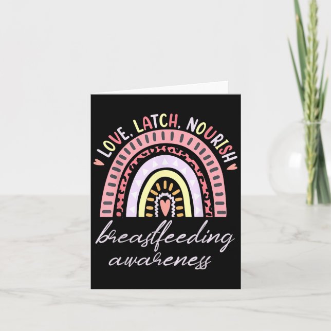Rainbow Love Latch Nourish Breastfeeding Awareness Karte (Vorderseite)