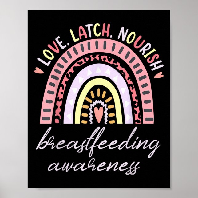 Rainbow Love Latch Nourish Breastfeeding Awareness Poster (Vorne)