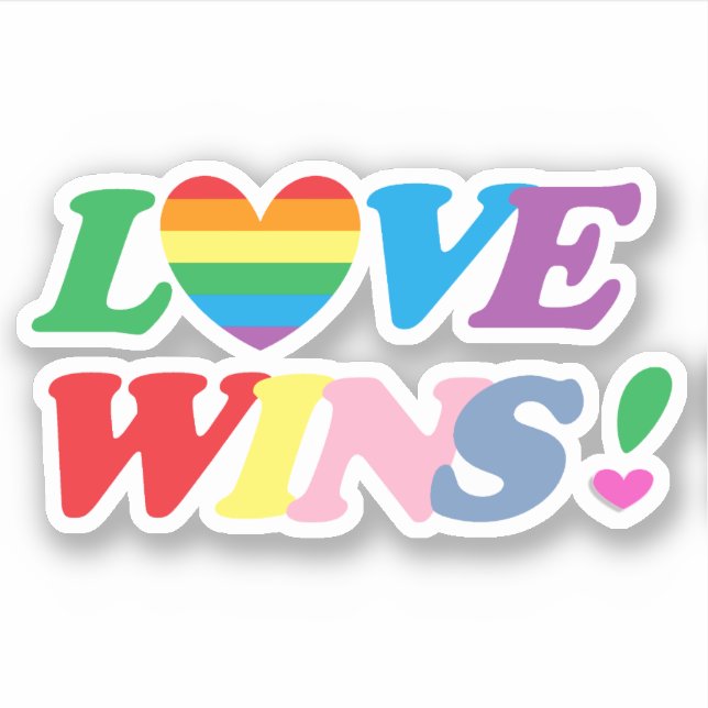 Rainbow Love Wins Heart LGBT Aufkleber (Vorderseite)