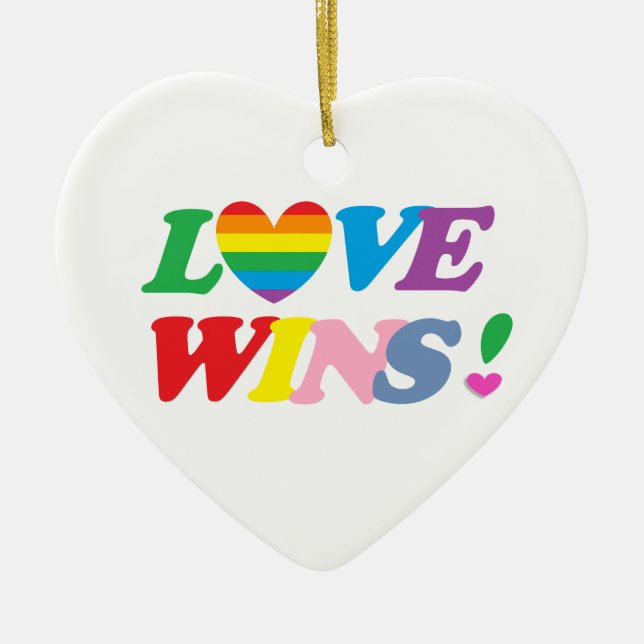 Rainbow Love Wins! LGBT Keramik Ornament (Vorne)