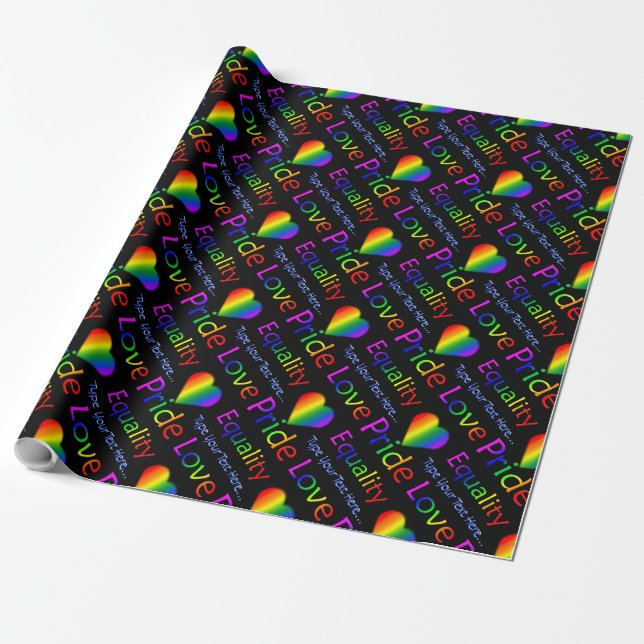 Rainbow Love Wrapping Paper Personalized Gay Pride Geschenkpapier (Ungerollt)