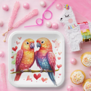 Rainbow Lovebirds Pappteller