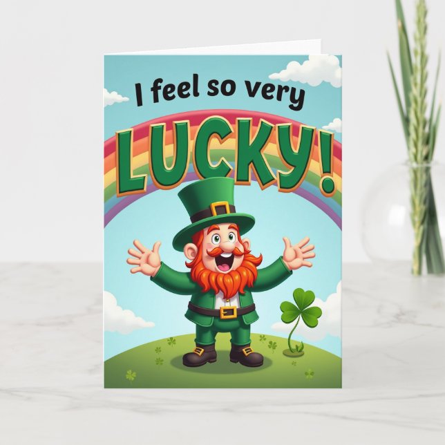 Rainbow Lucky Leprechaun Scene Card Karte (Vorderseite)