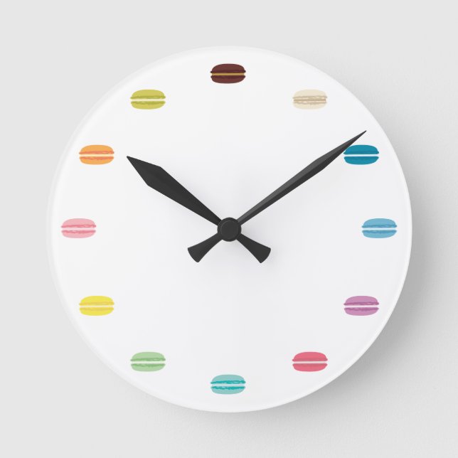 Rainbow Macarons Runde Wanduhr (Vorderseite)