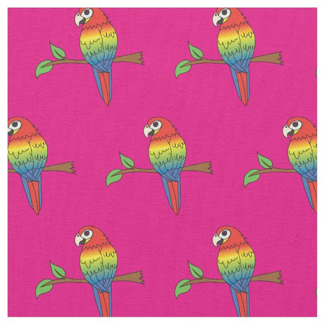 Rainbow Macaw Parrots Niedliche Vögel Stoff (Nahaufnahme)