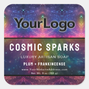 Rainbow Magic Cosmic Galaxy Artisan Produktlabels Quadratischer Aufkleber